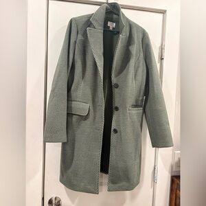 Time and Tru Light Sage Herringbone Pea Coat